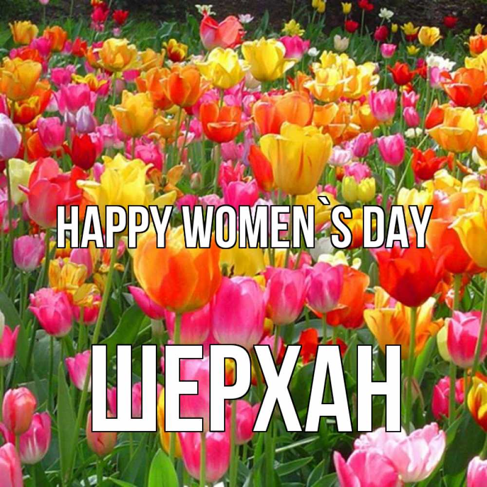 Greetings card с именем, ШЕРХАН happy women`s day на международный женский день Greetings with text for free download 